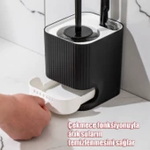 Porsima 2038 Pratik Temizlik Tuvalet Fırçalığı Banyo Tuvalet Fırçası Wc  Klozet Fırçası - Siyah Beyaz thumbnail 3
