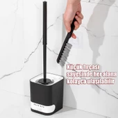Porsima 2038 Pratik Temizlik Tuvalet Fırçalığı Banyo Tuvalet Fırçası Wc  Klozet Fırçası - Siyah Beyaz thumbnail 6