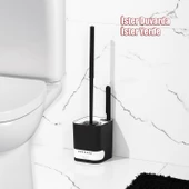 Porsima 2038 Pratik Temizlik Tuvalet Fırçalığı Banyo Tuvalet Fırçası Wc  Klozet Fırçası - Siyah Beyaz thumbnail 7