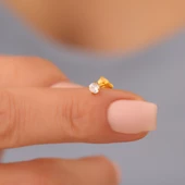 925 Ayar Gümüş Minimal Tektaş Küpe- ÇAP:2,5 mm - 3