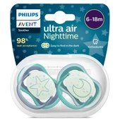 Philips Avent Ultra Air Night Karanlıkta Parlar Gece Emziği 6-18 ay Erkek SCF376/13 - 1