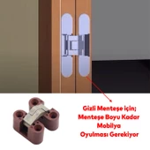 Görünmez Gizli Gömme Plastik Menteşe 2 Adet Dolap Kapak Mobilya Masa Menteşesi Sol Sağ Uyumlu - 4