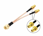 Y Tip RG316 15cm 1x Sma Erkek 2X Sma Dişi Kablo  RF Uzatma Kablosu Altın Kaplama Soket 0-6GHz Wi-Fi Anten FPV Lora Helium Router Modem Koaksiyel GPS GSM GPRS - 1