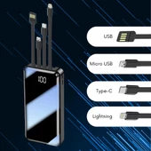 Hakopro 20.000 Mah Dahili Çoklu Kablolu Dijital Göstergeli Taşınabilir Powerbank Siyah PB-102 - 3
