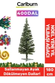 Kutulu Süsleme Seti Yılbaşı Çam Ağacı Renkli Işığı Yeni Yıl 2025 Süsleri Noel Paketi 180 Cm 400 Dal - 1