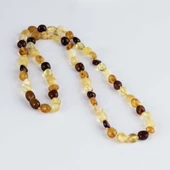 Gümüş Pazarım Desenli Kesim Orjinal Kehribar Kolye - 1