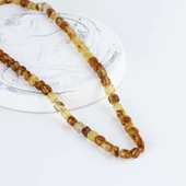 Gümüş Pazarım Kare Kesim Orjinal Yetişkin Kehribar Kolye - 2