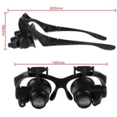 Gözlük Modeli 10X 15X 20X 25X Lens 2 Led Işıklı Büyüteç - 2