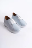 Kadın Hakiki Deri Sneaker Bağcıklı Esnek Taban Yuvarlak Burun Günlük Spor Ayakkabı - 4