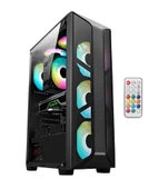 AZTECH AZT101 B 5 x RGB Fan Uzakdan Kumanda Siyah Akvaryum Gamin Kasa Temper Cam , RGB Switch - 1