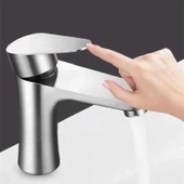 INOX LAVABO BATARYASI MAT GRİ PASLANMAZ GARANTİLİ MUSLUK PRİNÇ AÇ KAPA ERGONOMİK - 2