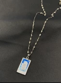 Çelik Gümüş Renk Tarot Kadın Kolye - 1
