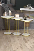 ORTA SEHPA VE ZİGON SEHPA TERRA SET GOLD BEYAZ - 5