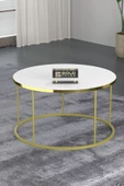 ORTA SEHPA VE ZİGON SEHPA TERRA SET GOLD BEYAZ - 4