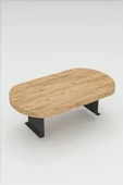 Yan Sehpa Ayarlanabilir Tepsi OVAL Dekoratif Modern Yatay Dikey Koltuk Sehpası CEVİZ - 6