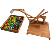 MukoToys Ahşap Ekskavatör,Montessori Çocuk Gelişimi İçin Ahşap Kepçe - 3