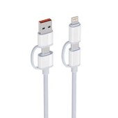65W Deira 4 in1 Usb A+Type-C to Type-C+Lightning' Kablo 1m - 1