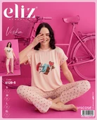 ELİZ 4120-5 SOMON KALPLİ BAYAN VİSKON PIJAMA TAKIM - 1