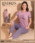 LİNDROS 10606 BAYAN KISA KOL PIJAMA TAKIMI - 2