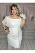 Büyük Beden Beyaz Elbise, Nikah Elbisesi, Dantel Elbise, After Party Elbise - 3