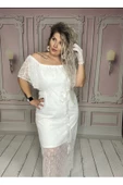 Büyük Beden Beyaz Elbise, Nikah Elbisesi, Dantel Elbise, After Party Elbise - 7