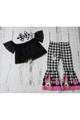 Kız Çocuk Siyah İspanyol Pantolon Dantel Bluz Takım - 1