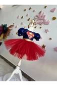 KIZ ÇOCUK SUPER GİRL PELERİNLİ KABARIK KOSTÜM ELBİSE - 3