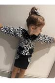 kız çocuk etek ceket takım, leopar ceket siyah etek takım - 5
