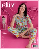 ELİZ 4131-17 DESENLİ BAYAN DÜĞMELİ PIJAMA TAKIM - 1