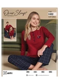 OVER SLEEP 1412 POLEREN BORDO BAYAN PİJAMA TAKIM - 2