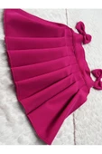 Kız çocuk pembe Pileli çift kullanımlı lastikli etek - 1