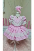 Kız Çocuk Tüllü Kabarık Pembe Vintage Elbise thumbnail 1
