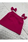 Kız çocuk pembe Pileli çift kullanımlı lastikli etek - 6
