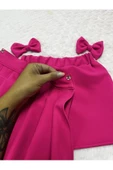 Kız çocuk pembe Pileli çift kullanımlı lastikli etek - 5
