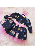 Kız Çocuk Siyah Mickey(MİKİ)mouse Kabarık Elbise - 1