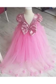Kız Çocuk Pembe Payetli Abiye Elbise - 1