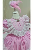 Kız Çocuk Tüllü Kabarık Pembe Vintage Elbise thumbnail 5