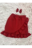 Kız çocuk kırmızı fırfırlı etek - 1