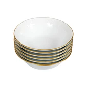 GÜRAL PORSELEN Bahar Dalı 6 Adet 14 cm Çorba Kasesi Mat Gold - 1
