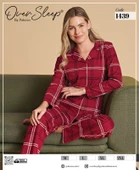 OVER SLEEP BAYAN POLEREN BORDO PİJAMA TAKIM - 1
