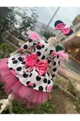 Kız Çocuk Mickey Mouse Pembe Payet Detaylı Tüllü Elbise - 6