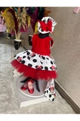 Kız Çocuk Minnie Mickey Mouse Desenli Kırmızı Kuyruklu Tasarım Elbise - 6