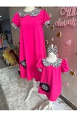 Anne Kız Canlı Pembe Elbise (sepete Ayrı Eklenmelidir) thumbnail 5