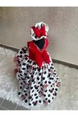 Kız Çocuk Minnie Mickey Mouse Desenli Kırmızı Kuyruklu Tasarım Elbise - 1