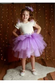 Kız Çocuk Kabarık Tüllü Lila Elbise thumbnail 1
