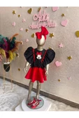 Kız Çocuk Kırmızı Etekli Mickey Mouse Detaylı Takım - 6