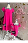 Anne Kız Canlı Pembe Elbise (sepete Ayrı Eklenmelidir) thumbnail 3