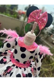 Kız Çocuk Mickey Mouse Pembe Payet Detaylı Tüllü Elbise - 1