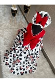 Kız Çocuk Minnie Mickey Mouse Desenli Kırmızı Kuyruklu Tasarım Elbise - 3