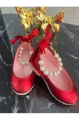 Kız Çocuk Parlak Kırmızı Inci Detaylı Babet Ayakkabı thumbnail 2
